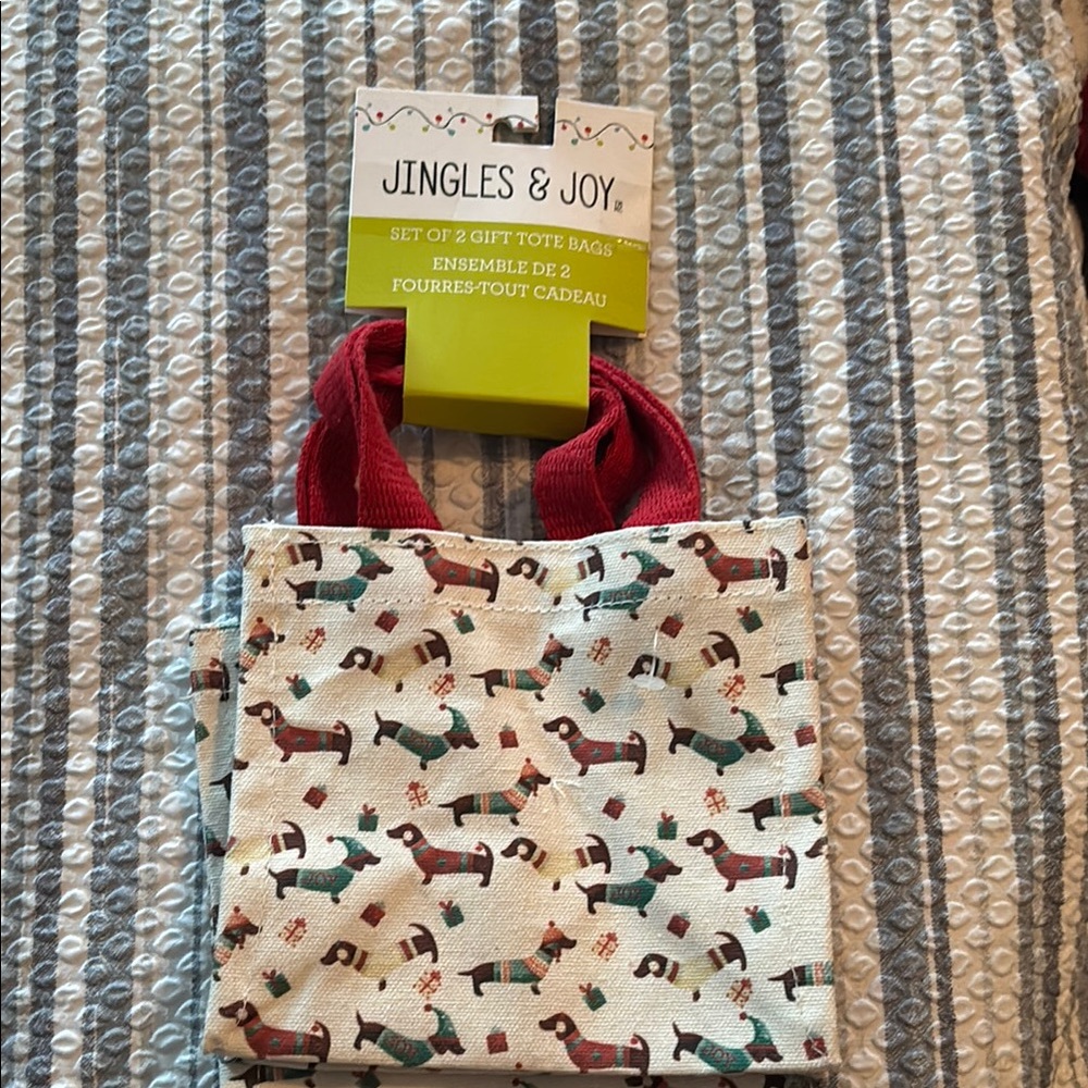 Jingles and Joy Gift Tote Bag - Festive Dachshunds
